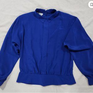 Vintage Campus Casuals of California blouse, royal blue, size M